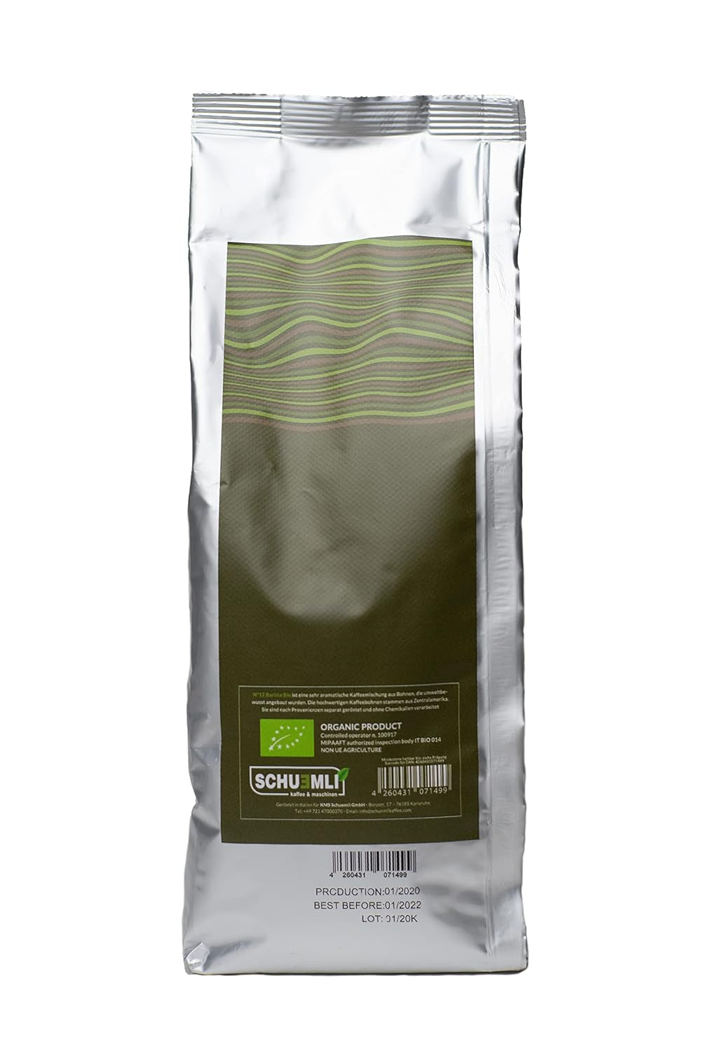 SCHUEMLI Nr. 10 Crema Bio - cremă rafinată de cafea Schümli în boabe întregi de la prăjire îndelungată 1 kg