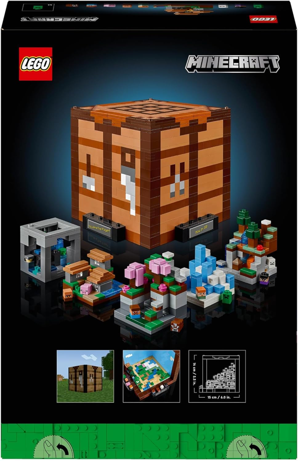 LEGO Minecraft The Workbench Ensemble de construction 8 figurines, jeu vidéo comprenant Steve Alex Créatures et biomes Modèle 15e anniversaire Idée cadeau pour adultes Hommes Femmes 21265 Ensembles de construction Beuche den LEGO-Store