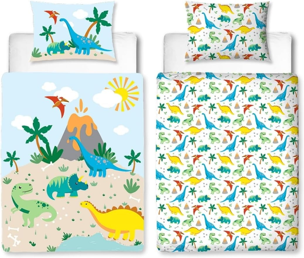 Linge de lit enfant, coton Linge de lit - enfant Naty Shop 100 X 135 + 40 X 60 Flanelle Dino