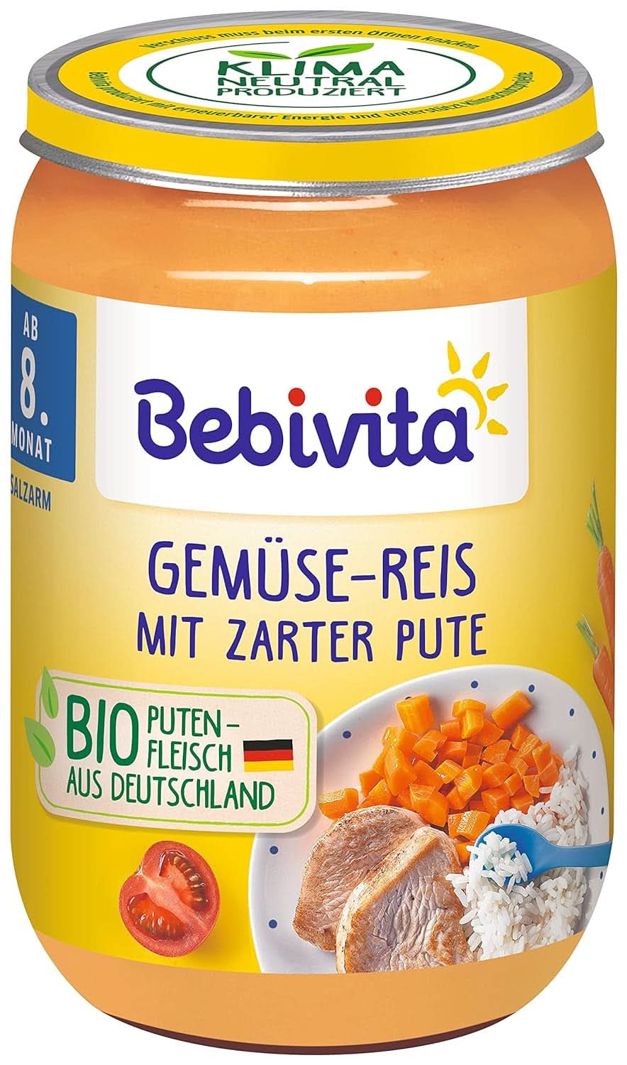 Menus A partir de 8 mois Spaghetti Bolognese, paquet de 6 (6 X 220 grammes), moyen Mère et Enfant Naty Shop 220 grammes Riz aux légumes à la dinde tendre