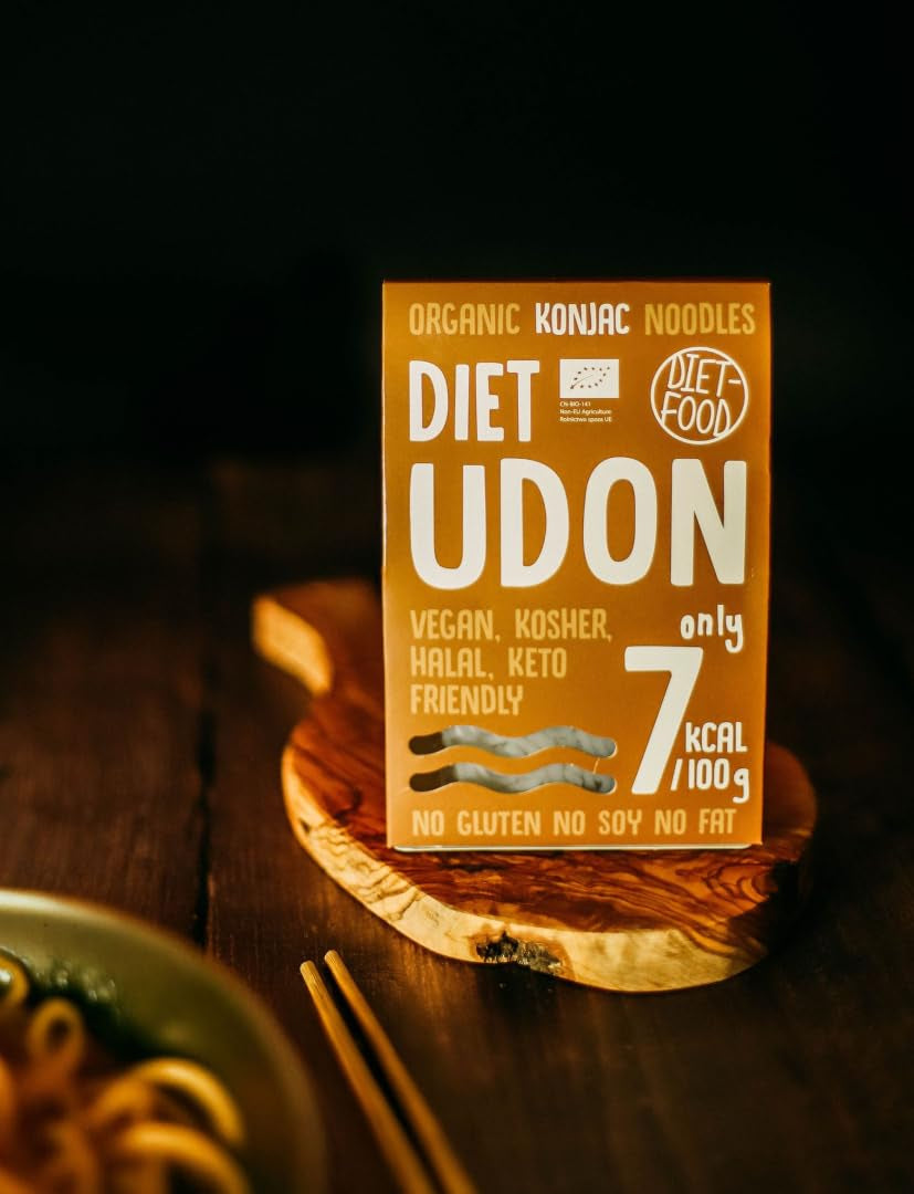 Nouilles de Konjac Udon Shirataki Bio 385g - Faibles calories, sans gluten, végétaliennes - à base de racine de konjac, riche en fibres DIET-FOOD