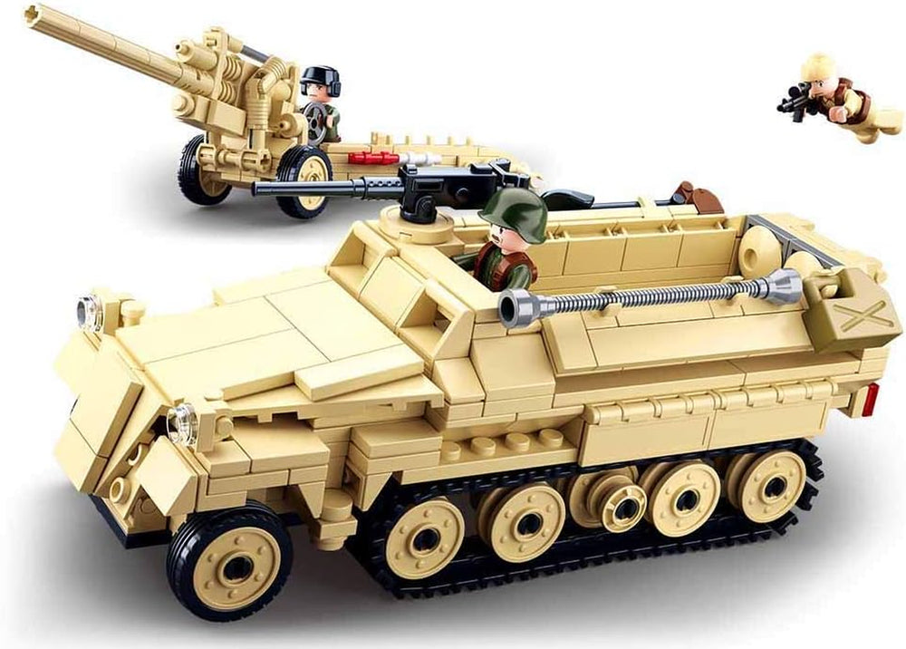 Seconde Guerre mondiale - Deutsches Halbkettenfahrzeug [M38-B0695], Spielset, Klemmbausteine, Soldaten, mit Spielfigur, Army WWII, Für Kinder ab 4 Jahren, Sluban SL95566