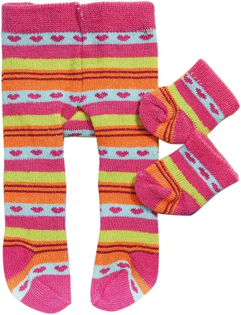 Heless 760 - Strumpfhose mit Söckchen für Puppen, verschiedene Farbvarianten und Muster, 1 von 3 Designs (zufällige Auswahl), Größe 28 - 35 cm