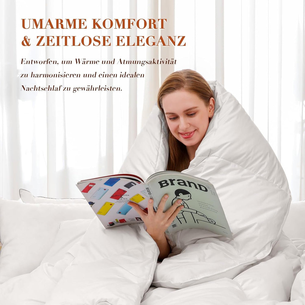 Couette en duvet 135x200 toutes saisons 100% coton couette 4 saisons 135x200 avec duvet d'oie et plumes boîte à chicane 3D très moelleuse couettes et couettes chaleur moyenne Naty Shop