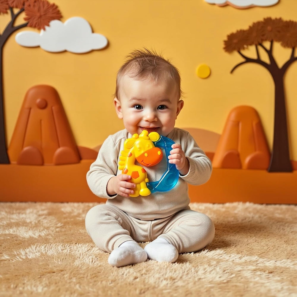 Playgro Jerry Giraffe Anneau de dentition - Anneau de dentition pour bébé - Anneau de dentition en silicone - Anneau de dentition en silicone - Aide à la dentition - Silicone - Anneau de dentition pour bébé - Coloré