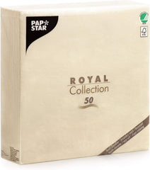 Serviettes Papstar, Collection Champagne Royal Serviettes en tissu 1/4 fois, Taille 40 X 40 Cm, Paquet de 1 X 50, Champagne/Crème