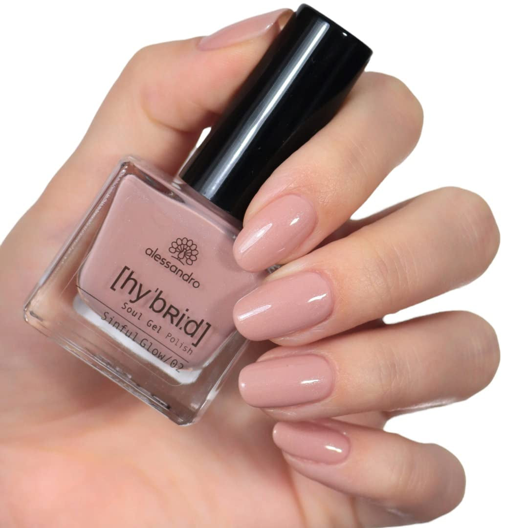 Vernis à ongles Alessandro Sinful Glow HYBRID - Teinte Nude - Des ongles parfaits en seulement 3 étapes, sans LED - dure jusqu'à 10 jours ! 8 ml