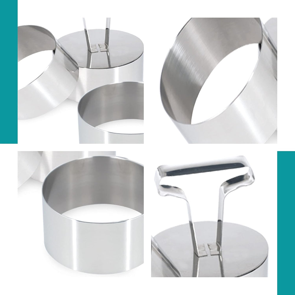 Boîtes à biscuits, 3 pièces, rondes, inox - 8 x 8 x 4 cm