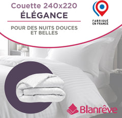 Chaud, Satin, Rayé, 400 G/M², 240 X 220 Cm, Microfibre, Blanc, 240 X 220 Cm Couettes et couettes Naty Shop