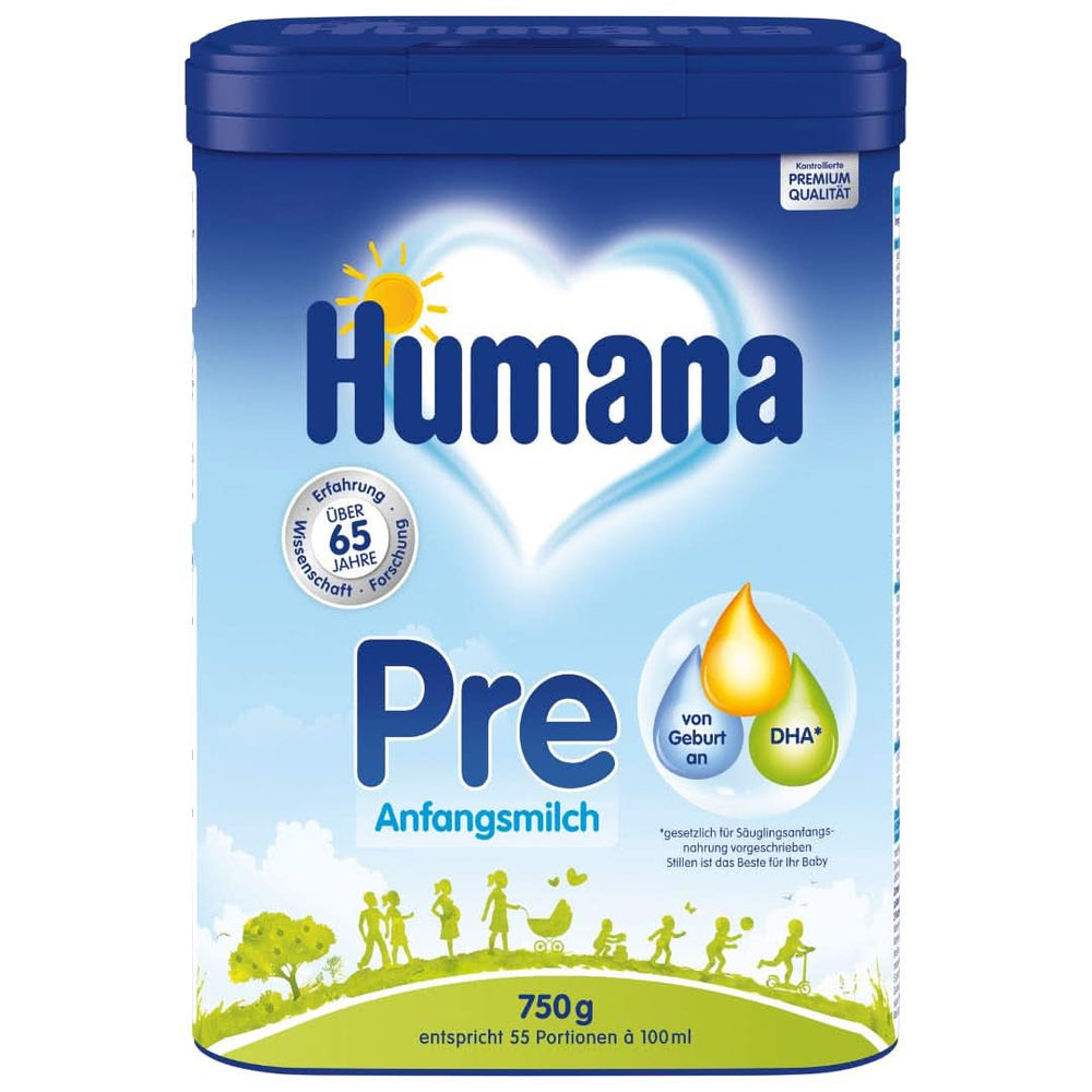 Lait Humana Initial PRE, dès la naissance, lait en poudre pour nourrissons, uniquement avec DHA et lactose, 750 g Naty Shop 750 grammes Lait en poudre