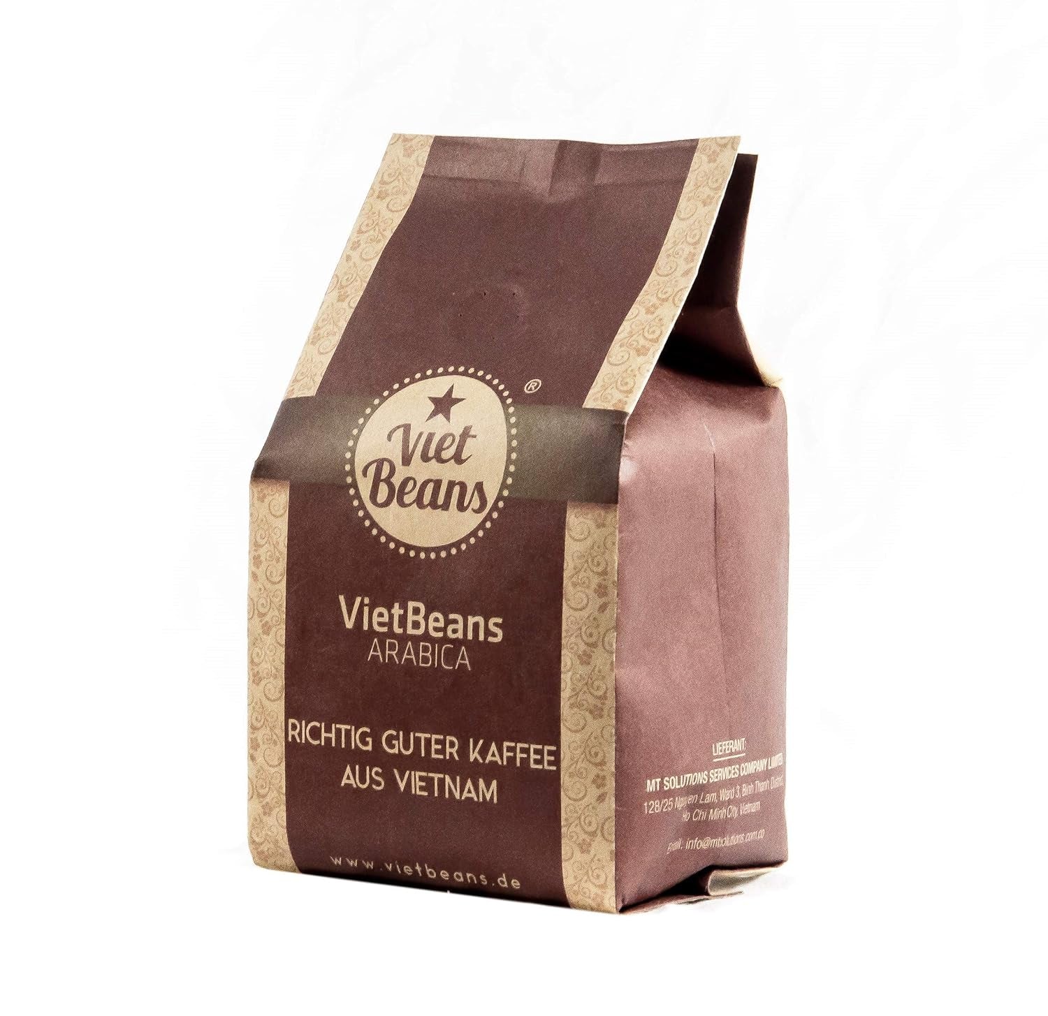 VietBeans 100% Arabica Whole Kaffeebohnen - Espresso Beans säurearm - Fruchtiger Hochlandkaffee mit Nebennote Karamell und Honig - Leicht bittere Süße - 250g