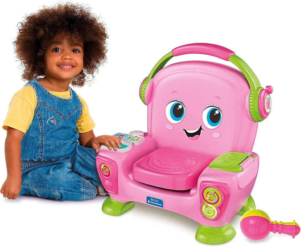 Clementoni 17755 Fauteuil chantant avec son et danse roses - fauteuil interactif et multifonctionnel pour enfants en italien, jouet 1 an - Made in Italy, multicolore Jouets Bebe Naty Shop