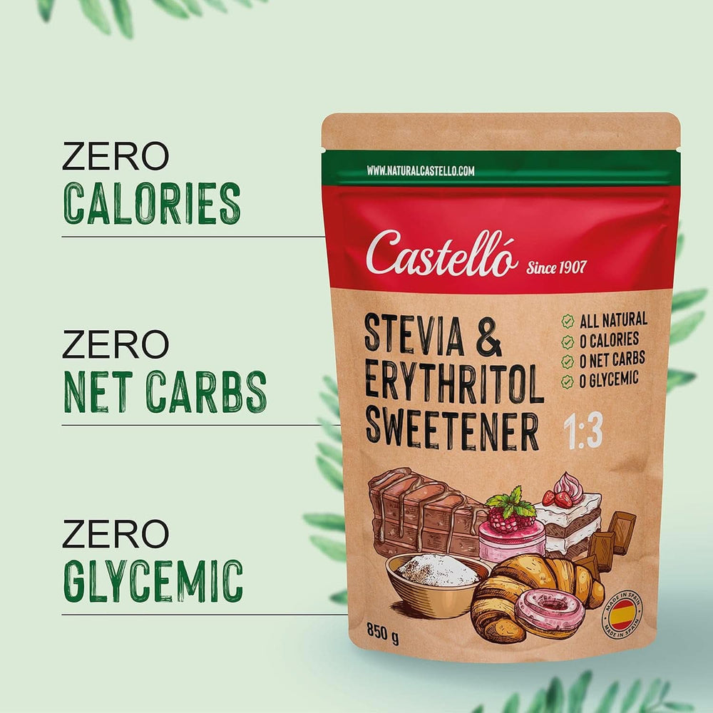 Stevia + Erythritol 1:3 Édulcorant, 1G = 3G Sucre, 850 grammes Édulcorants Naty Shop