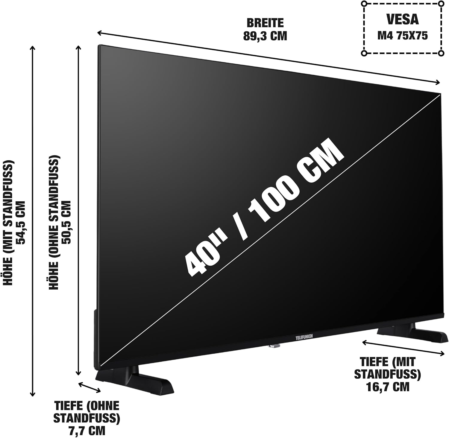 Televizor inteligent TELEFUNKEN de 40 de inci, cu tehnologie TiVo Full HD, HDR TV cu tuner triplu și 6 luni de HD+ incluse, televizor LED XF40TP900S (2026)