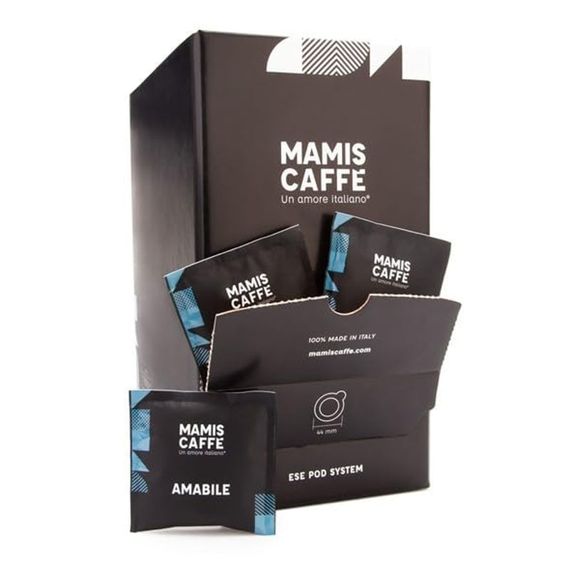 Mamis Caffè Amabile - Boabe espresso întregi - Cafea prăjită mediu cu nuanțe dulci - Espresso italian cu cremă groasă Cafea Naty Shop 150 plicuri Pads