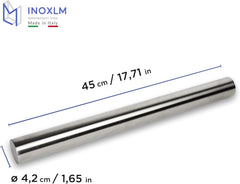 INOXLM Rouleau à pâtisserie en acier inoxydable pour pâte à sucre, pain de cuisine, pizza, bonbons, gâteau (sans couvercle)