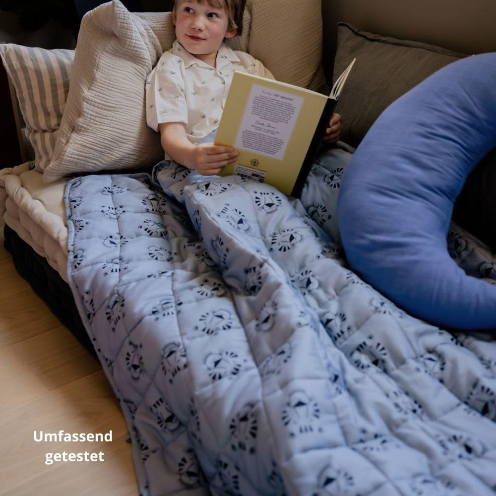 Couverture pondérée pour bébé | 3,5 kg | 100X150Cm | Couverture thérapeutique | Couvertures lestées | Couverture épaisse (visage de tigre bleu, 3,5Kg-100X150 Cm) Lits et Couvertures BLENKZ.