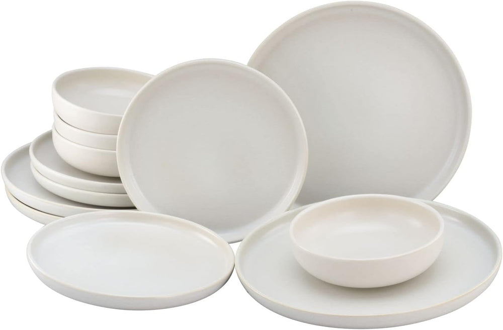 Creatable, 22979, Serie Uno BLACK, 12-Teiliges Geschirrset, Teller Set Aus Steinzeug, Spülmaschinen- Und Mikrowellengeeignet, Made in Portugal Vaisselle Sets Naty Shop Offwhite Tafelservice 12 Teilig