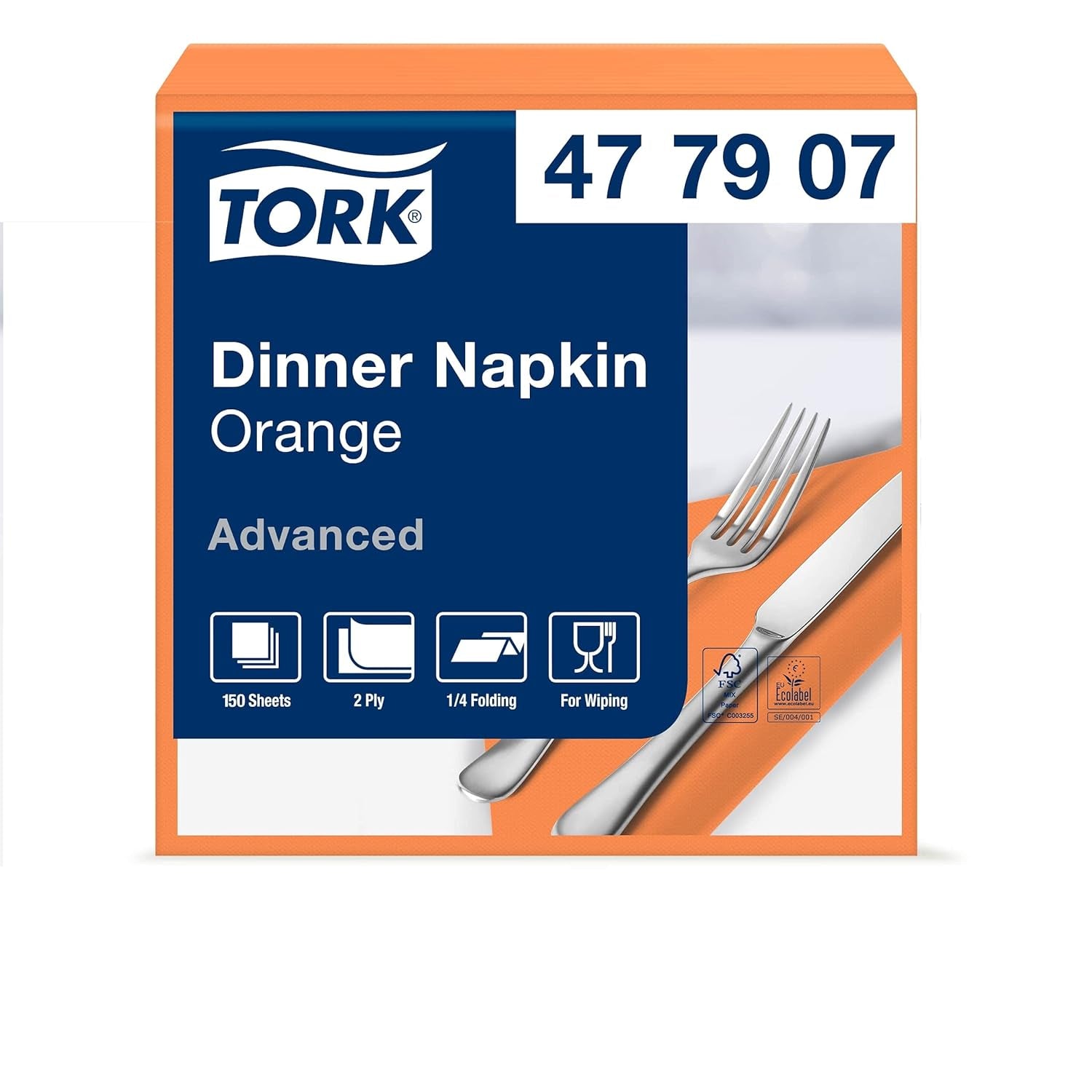 Tork Linstyle 509542 Serviettes cocktail noires, pli 1/4, 1 pli, 23,8 x 23,8 cm, 1 x 100 serviettes