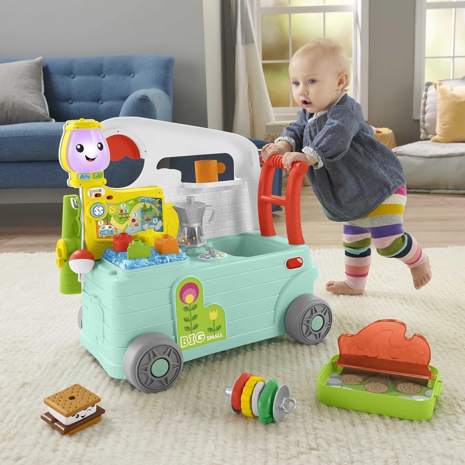 Fisher-Price - Laugh and Learn Camper 3-en-1 Jouet à pousser pour bébé et centre d'activités musicales Jouet pour bébé 9-36 mois HCK51 Jouets pour bébé Naty Shop
