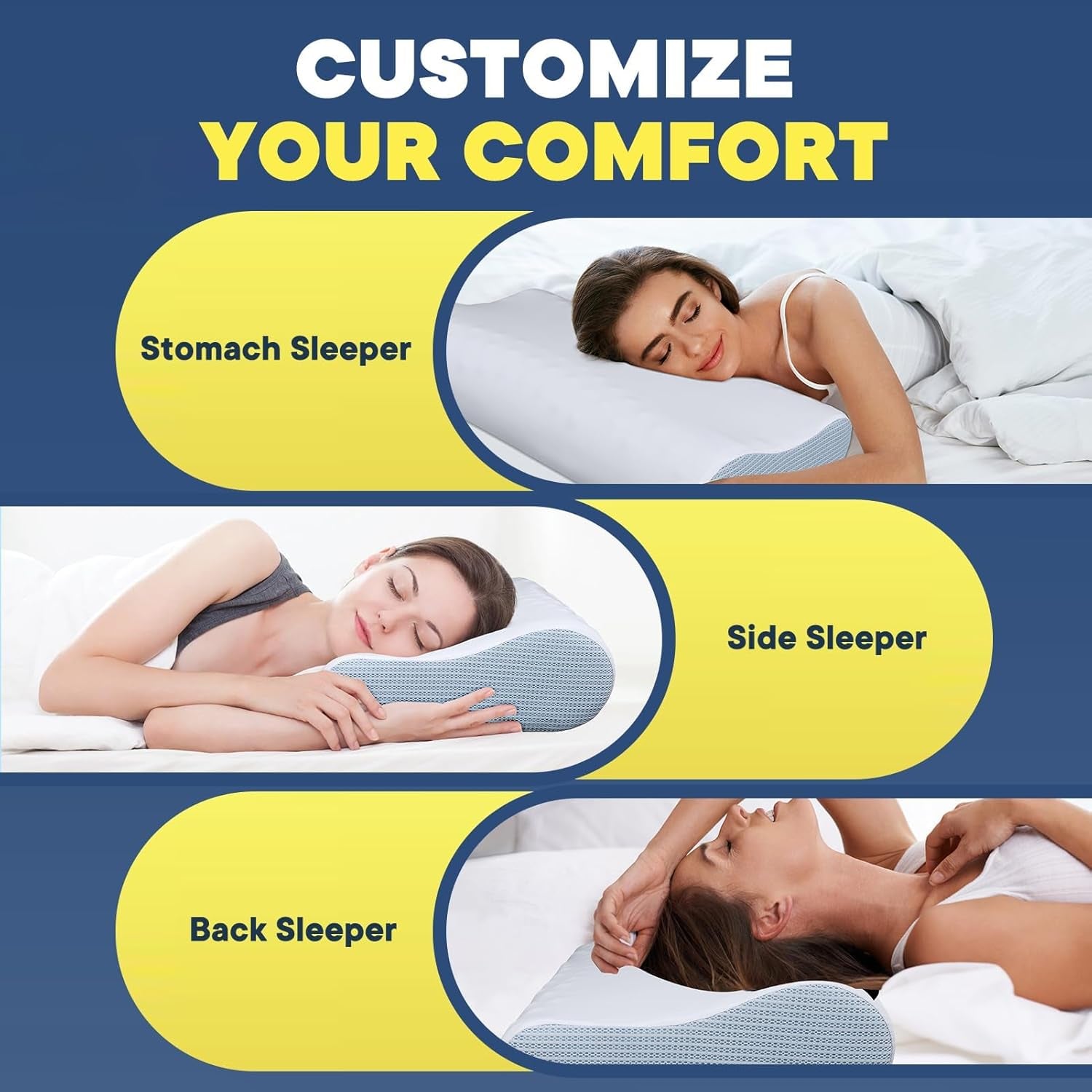 Soulagement des douleurs cervicales Oreiller rafraîchissant pour le cou Oreillers de couchage en mousse à mémoire de forme Oreiller cervical pour les douleurs au cou et aux épaules Oreiller de lit ergonomique Oreiller de soutien du cou pour les dormeurs sur le ventre et le dos Oreillers orthopédiques cervicaux Naty Shop