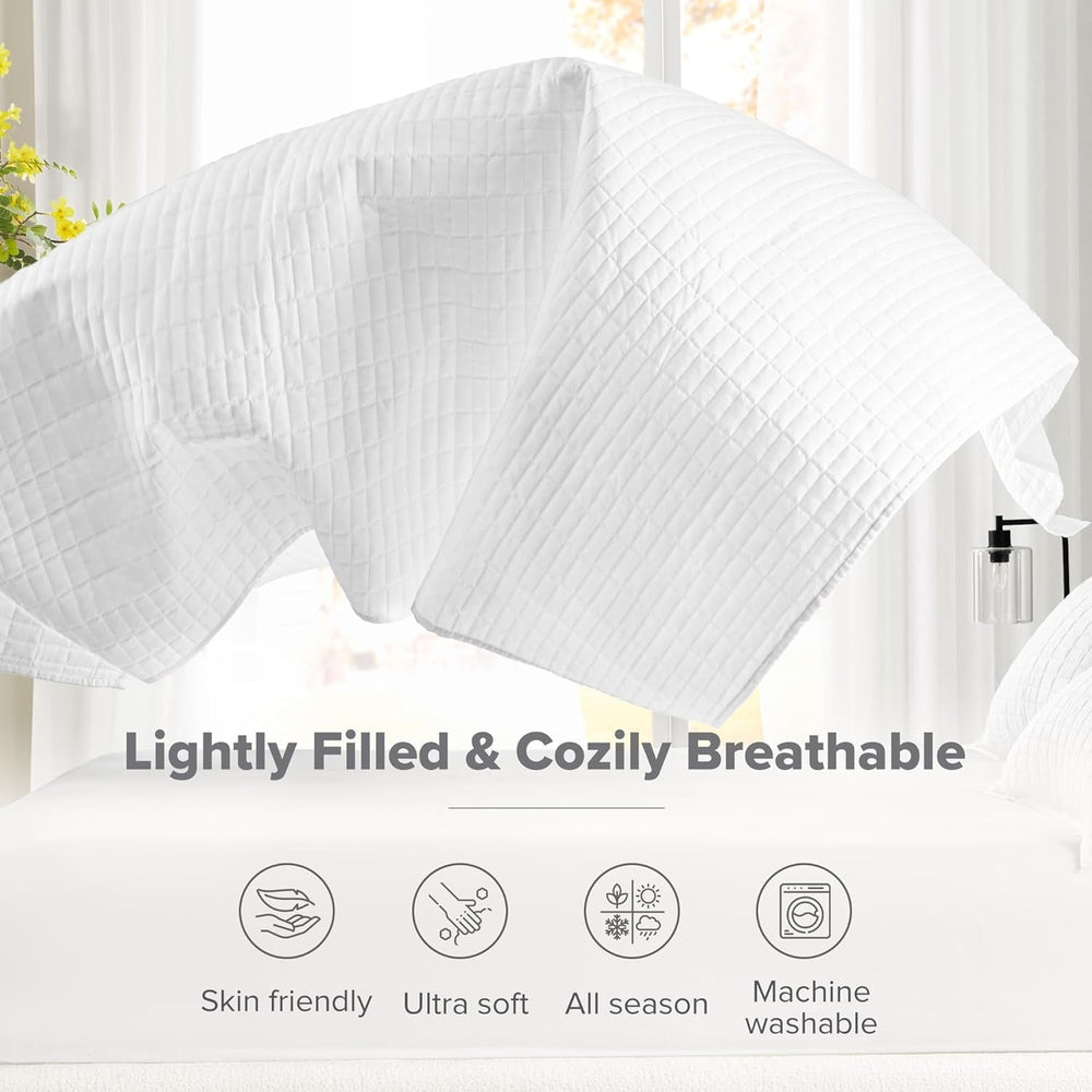 Comfort Spaces Kienna Parure de lit de luxe à double point - Couverture d'été légère et douce toute l'année - Taie d'oreiller assortie - Couverture blanche King Size (264,2 x 228,6 cm) Naty Shop Couettes et couettes