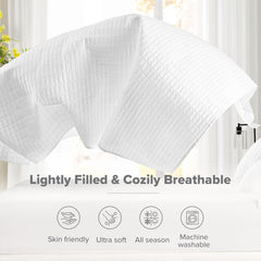 Comfort Spaces Kienna Parure de lit de luxe à double point - Couverture d'été légère et douce toute l'année - Taie d'oreiller assortie - Couverture blanche King Size (264,2 x 228,6 cm) Naty Shop Couettes et couettes