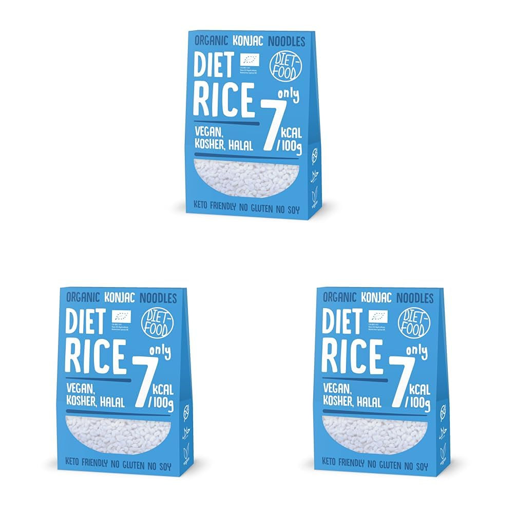 DIET-FOOD Riz instantané Shirataki Konjac biologique, faible en glucides, faible en calories, végétalien, sans gras, sans soja, sans gluten, compatible céto, minceur, 300 grammes