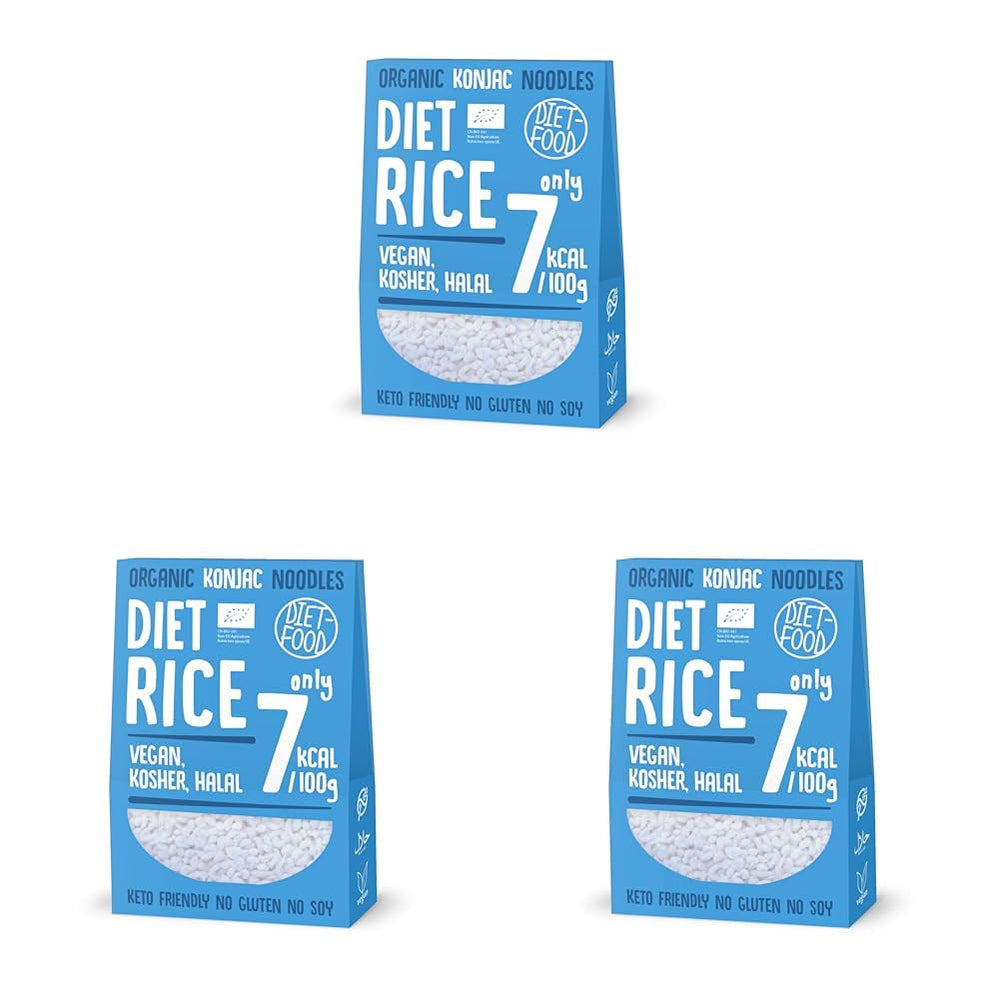 DIET-FOOD Riz instantané Shirataki Konjac biologique, faible en glucides, faible en calories, végétalien, sans gras, sans soja, sans gluten, compatible céto, minceur, 300 grammes