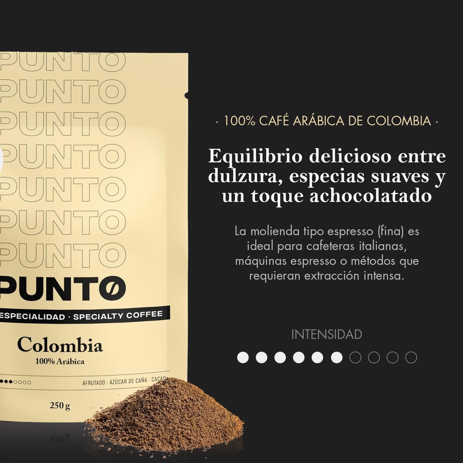 – Gemahlener kolumbianischer Kaffee – 250 g – Spezialitätenkaffee – Mittlere Röstung – 100% Arabica – Fruchtige Noten, Rohrzucker und Kakao – Ausgefungene Säure – Mittlerer Körper