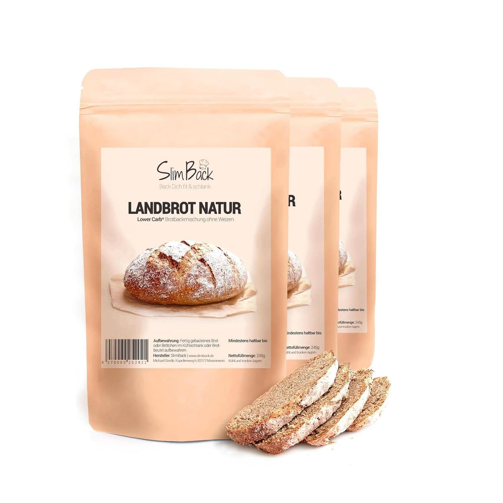 MÉLANGE DE PAIN INFÉRIEUR EN CARB, alternative au pain protéiné céto, végétalien et sans gluten, sans soja et sans céréales Kitchen Naty Shop Set 3 x 245 grammes