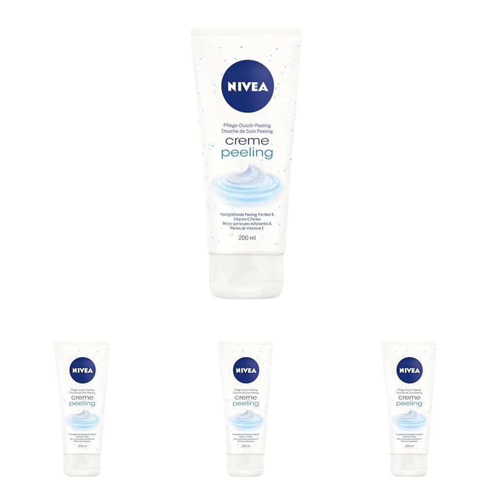 NIVEA Creme Peeling, exfoliant de corp hrănitor cu particule fine și vitamina E, 200 ml Duș și baie Naty Shop Set 4 x 200 grame