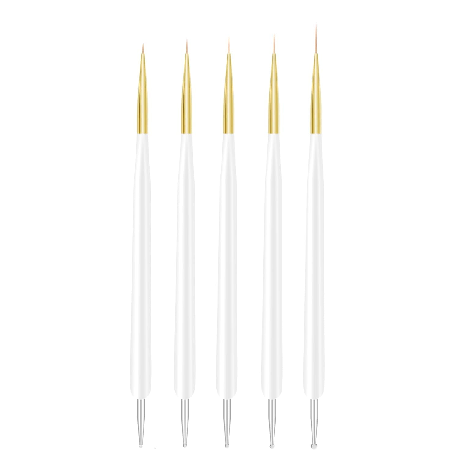 Pinceaux à ongles, 5 pièces, pinceaux à ongles, outils d'atelier punk, ensemble de pinceaux de conception malkunst pour linge de maison, détails de deux, tailles de peinture fines 7/9/11/15/22 mm, noir