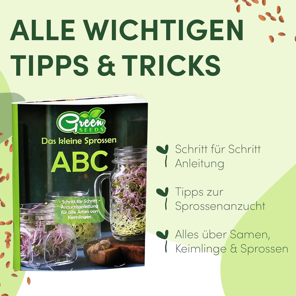 [Coffret de démarrage original avec pot à germer + passoire à cresson | 1000 ml avec support en maille d'acier inoxydable de haute qualité, plateau en céramique + ABC pour la germination [version imprimable] plateau de semis avec pot de germination