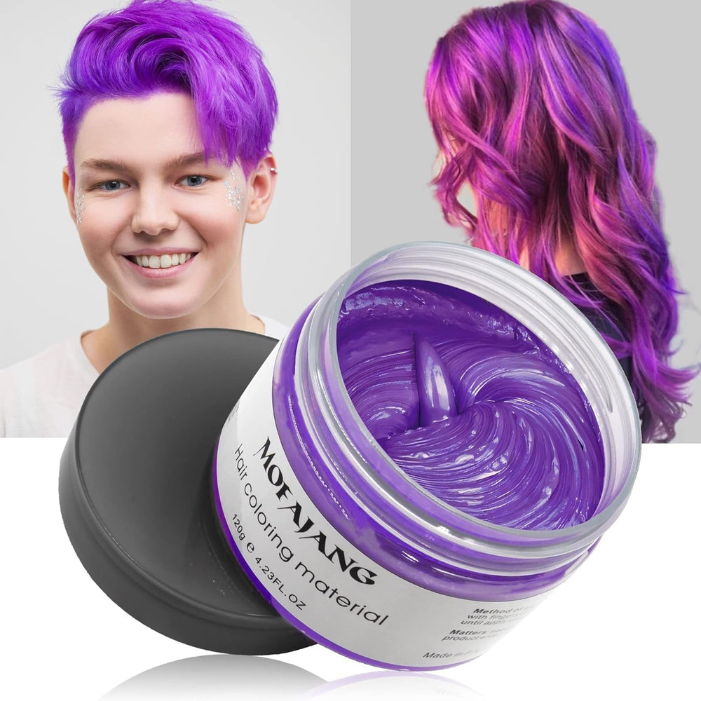 Coloration capillaire temporaire, ton de cheveux coiffant pour hommes femmes, pommade capillaire naturelle, cire de teinture capillaire pour fête, cosplay et Halloween, 4,23 oz (gris argenté) Naty Shop Hair Dye 5 Purple