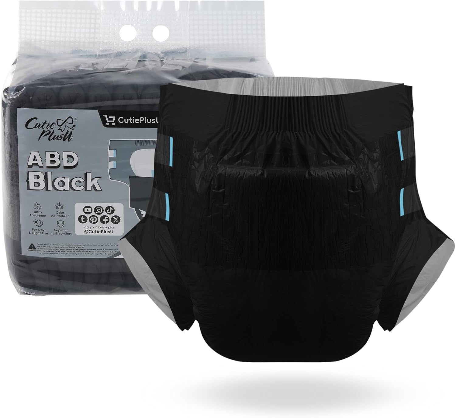 CutiePlusU Lot de 10 couches jetables pour incontinence avec boucles pour femme et homme, absorption maximale pendant la nuit – Jaune (taille moyenne 71-96 cm)