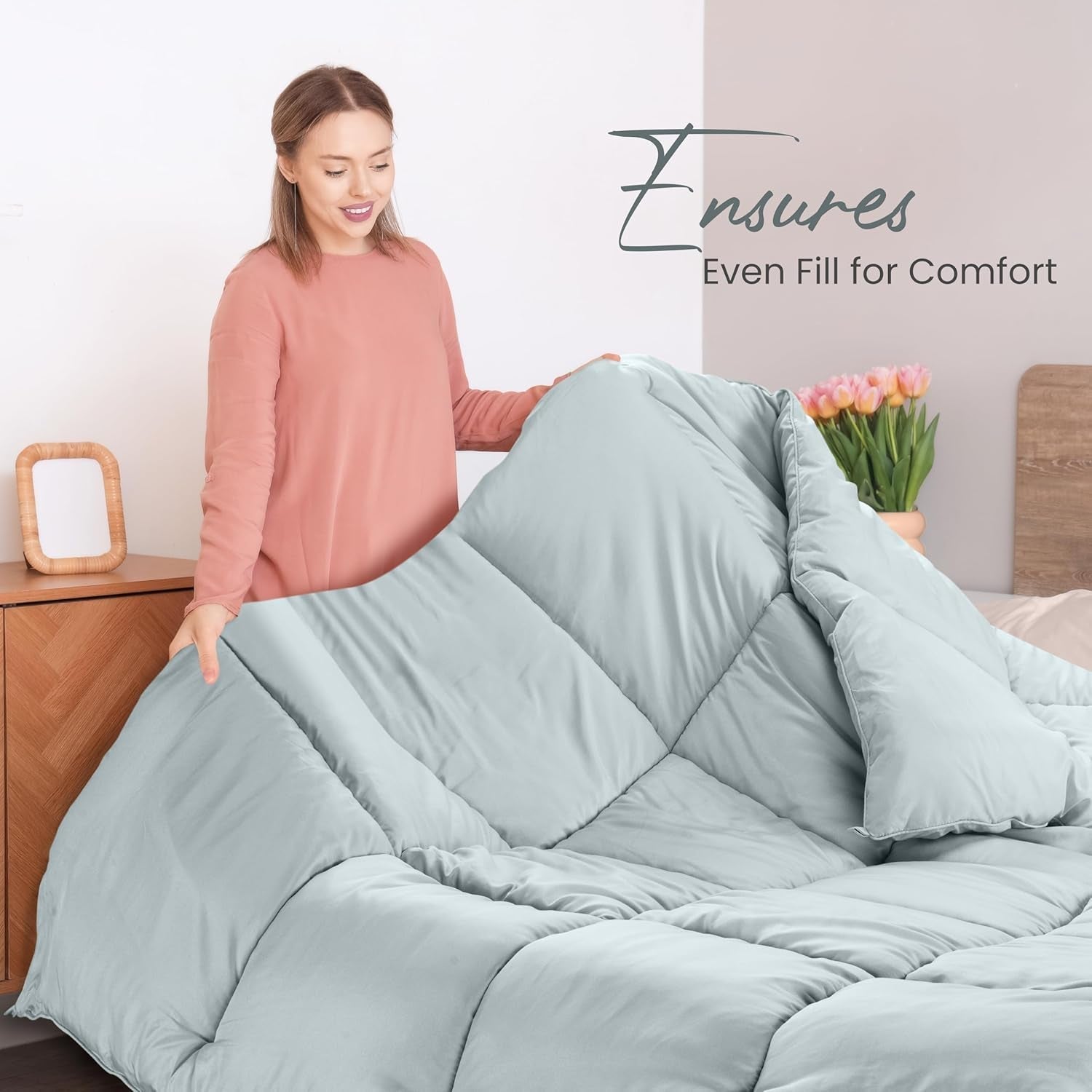 Utopia Literie Couette Toutes Saisons 250g/m² Peluche Fibre Siliconée Rembourrage Lit Double Cousu dans Une Boîte (Lit Double XL Gris Clair) Naty Shop Quilts & Quilts