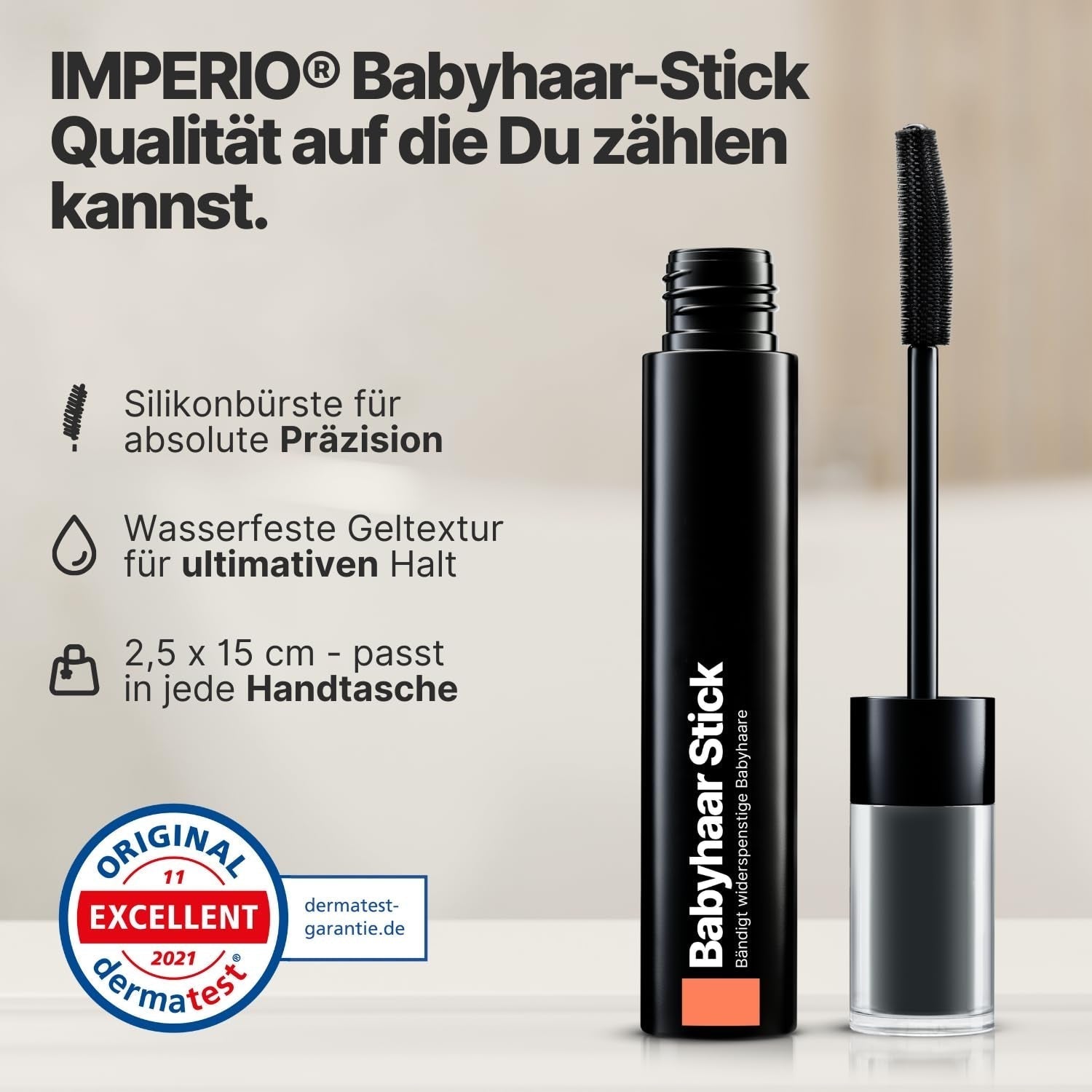 IMPERIO Hair Finishing Stick for Baby Hair - Mascara premium pour cheveux de bébé pour dompter les cheveux fins et cassés - 12 ml Teinture Transparente Naty Shop