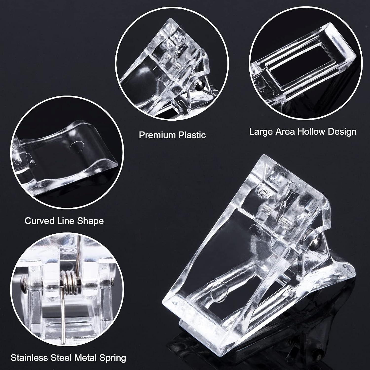 Clips à ongles, clips de manucure, clips à ongles transparents, clips en polygel transparents, extensions d'ongles à construction rapide, assistant de gel, 10 pièces