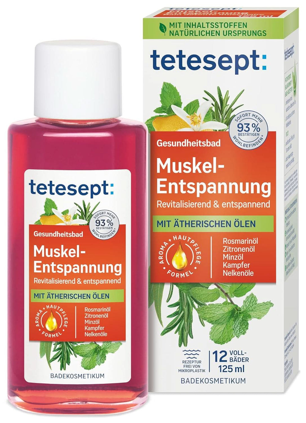 Tetesept Muskel, Additif de bain relaxant après effort physique, 125 ml Douche et bain Naty Shop 125 ml Bain de relaxation musculaire