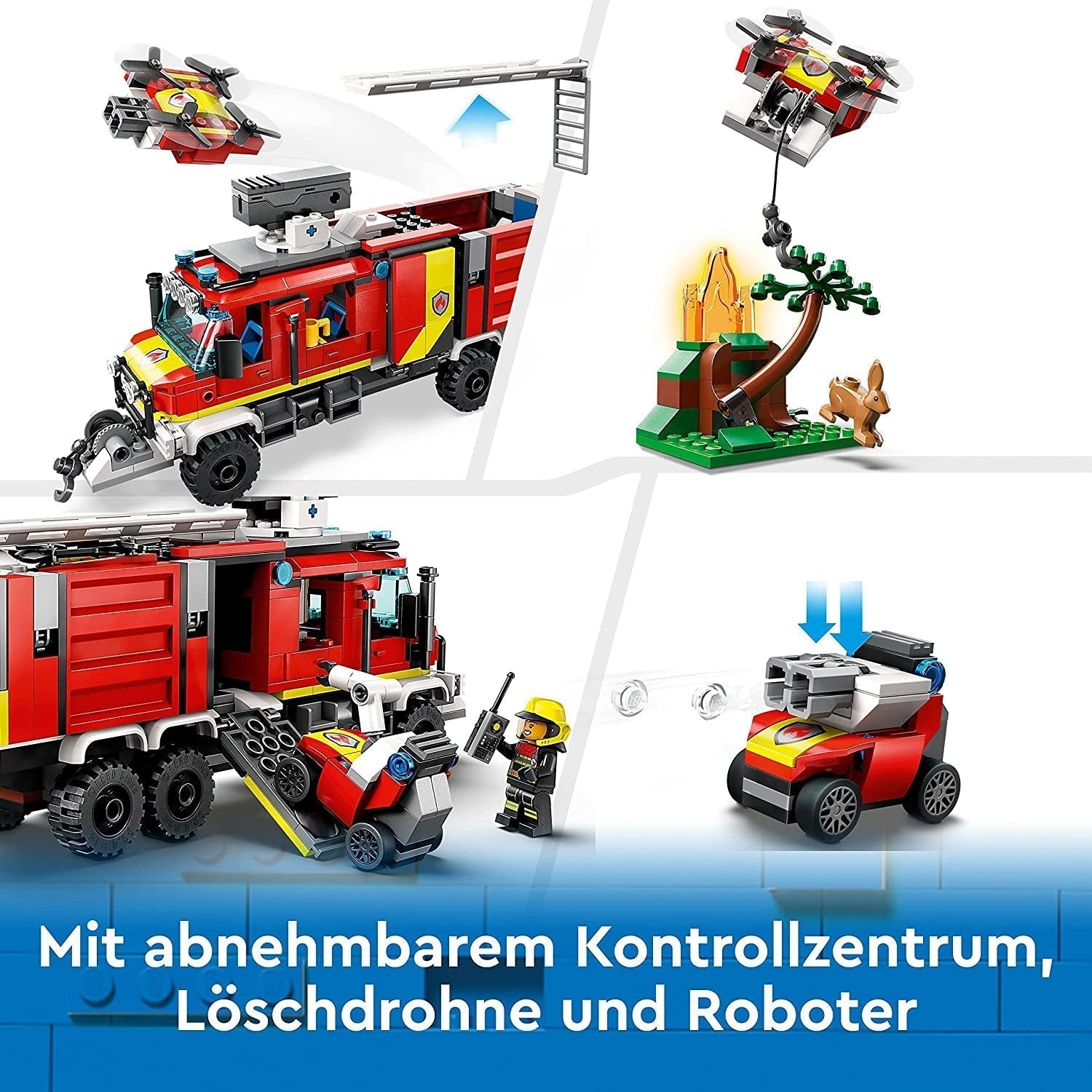 LEGO 60374 Véhicule de commandement des pompiers de la ville, camion de pompiers moderne, jouet avec drones de lutte contre l'incendie, figurines pour enfants, ensembles de construction Besuche den LEGO-Store