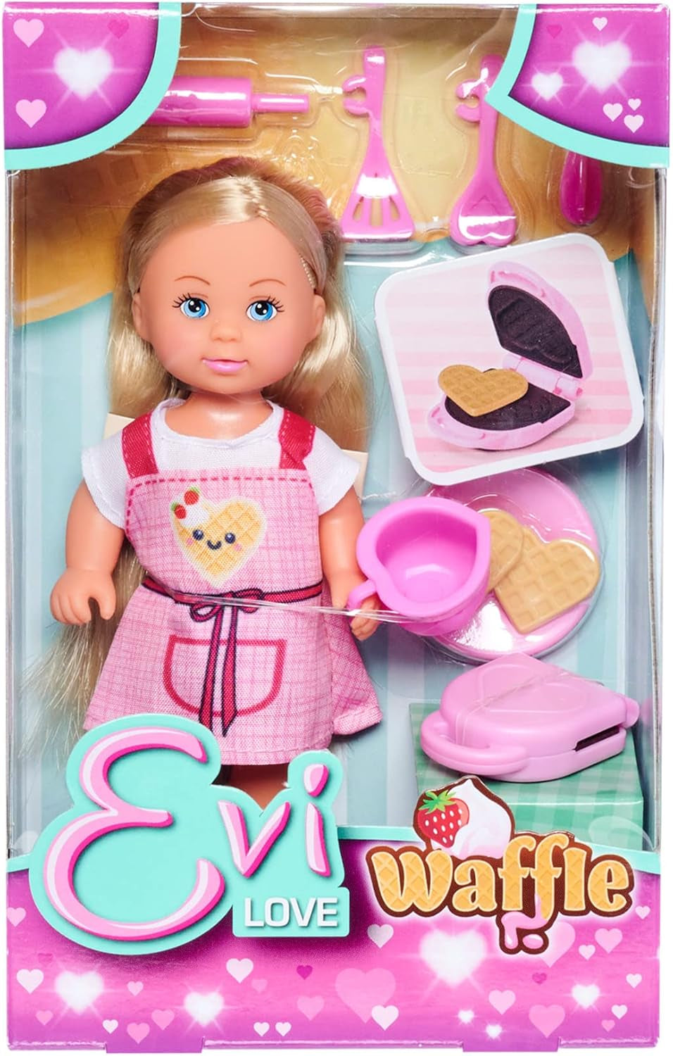 Simba 105733564 - Steffi Love Waffle, poupée à l'arrière avec gaufres, mini poupée 12 cm, à partir de 3 ans