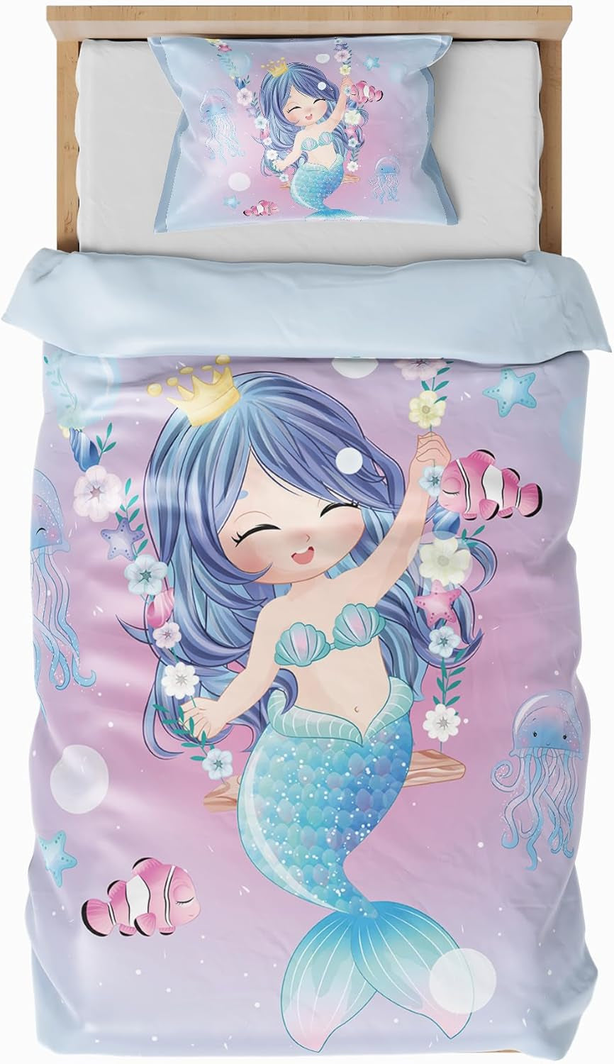Linge de lit enfant, différentes tailles et divers personnages animés Linge de lit - enfant Naty Shop Sirène (modèle 1) 100X135Cm+40X60Cm