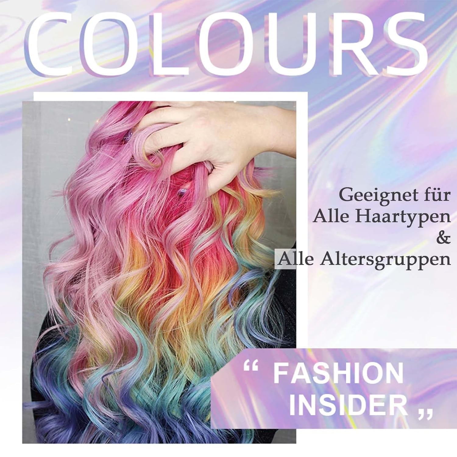 Teinture capillaire instantanée 6 couleurs Mascara capillaire temporaire pour filles et femmes Craie capillaire lavable Mascara capillaire arc-en-ciel Teinture capillaire pour carnaval Halloween Cosplay fête anniversaire (A) Naty Shop Coloration capillaire