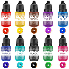 Fettlösliche Lebensmittelfarbe - 10 Farben Ölbasis Lebensmittelfarben Für Schokolade, Süssigkeit, Kuchen, Backen, Macaron - Colorant alimentaire concentré pour tortendeko, Buttercream, Fondant - Je 10Ml Naty Shop