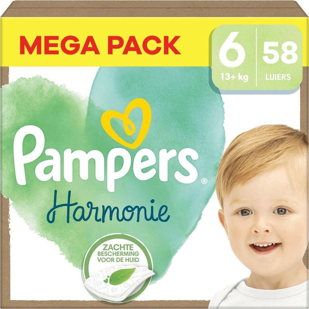 Couches Pampers Harmonie, taille 6, 58 couches, 13 kg +, protection cutanée douce et 100% absorbante Mère et Enfant Naty Shop