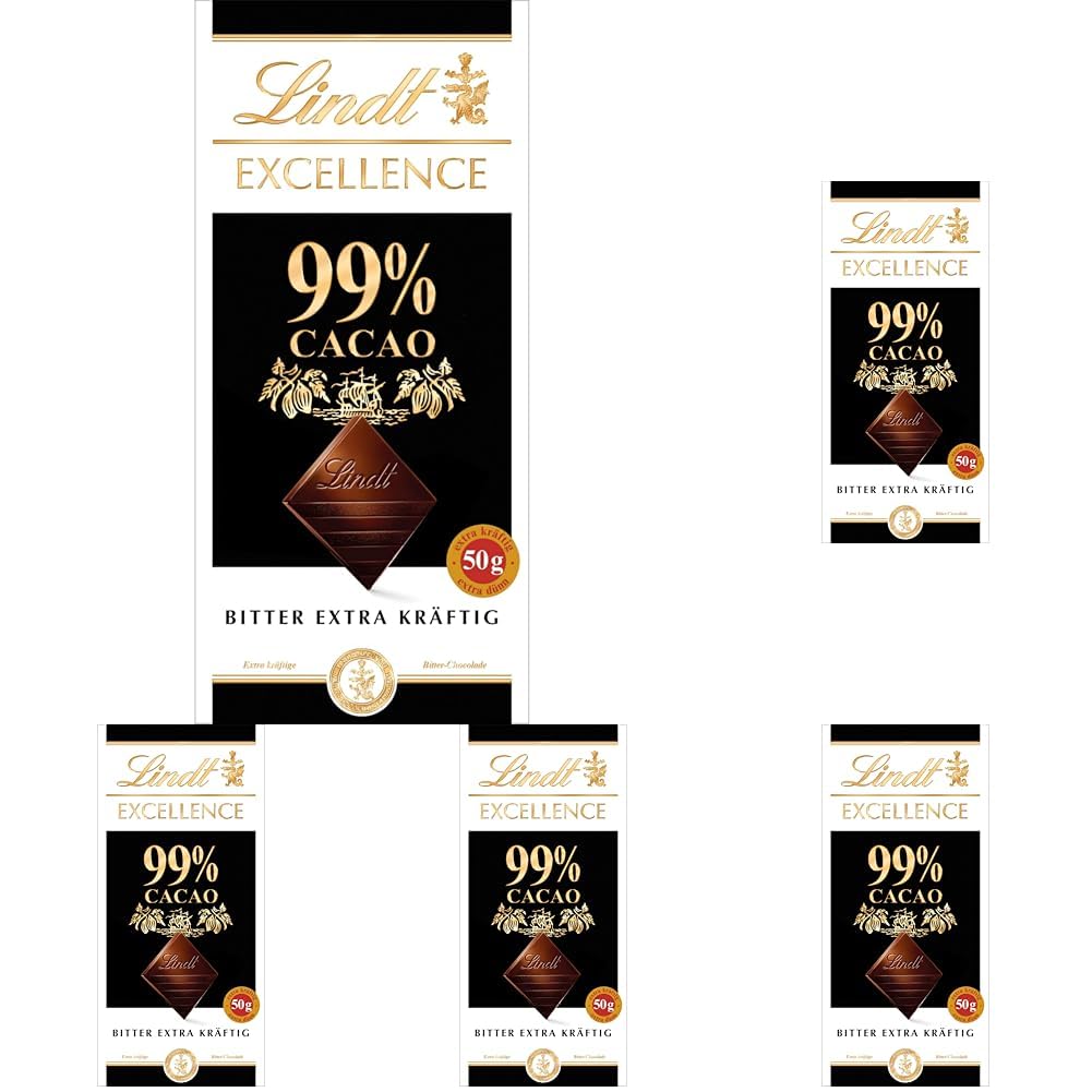 Barre de chocolat noir Lindt EXCELLENCE 99 % - Saveur intense de cacao 50 g Vegan Premium