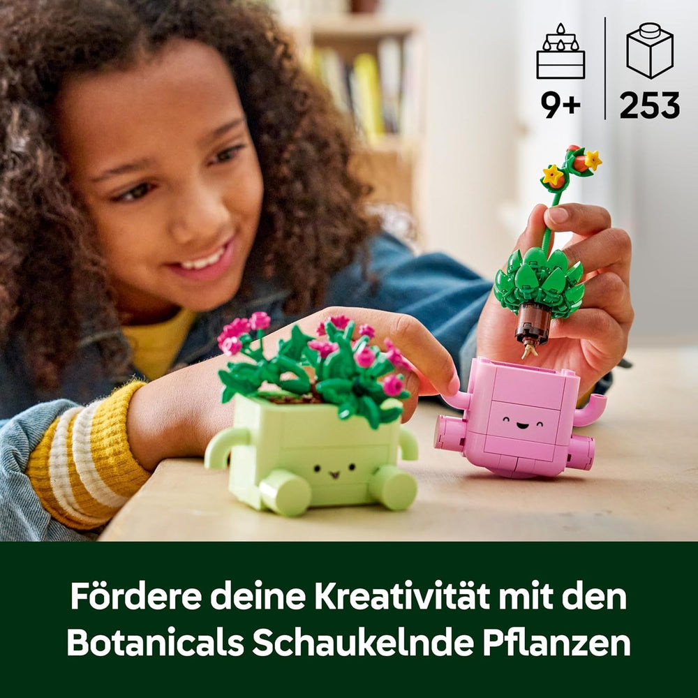 LEGO Botanicals Schaukelnde Pflanzen - Set mit Kunstblumen - mit 2 Kunstpflanzen & 2 pastellfarbenen Blumentöpfen für Schlafzimmer Deko - DIY Geschenkidee für Mädchen ab 9 Jahren & Erwachsene - 11506