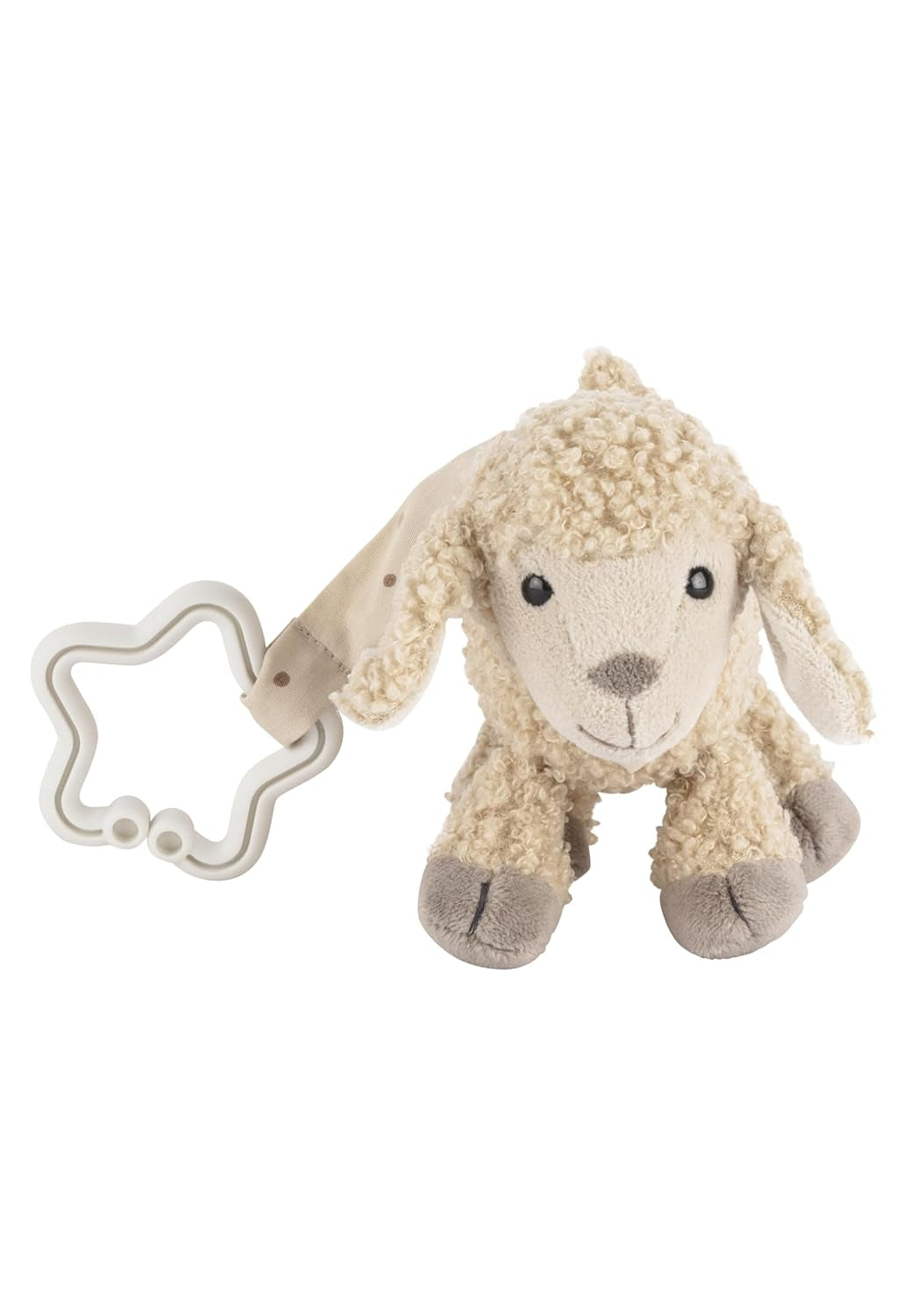 Sterntaler Flocke Pendentif Jouet Mouton - Jouet Poussette en Tissu Doux - Jouet à Suspendre pour Bébé - Suspension en Forme d'Étoile Couleur Sable Pendentif Noeud de Jeu Bebe Toys Naty Shop