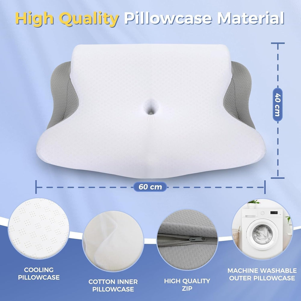 SAHEYER Oreiller Cervical 2 en 1 Oreiller Ergonomique de Soutien du Cou et Oreiller Roulant pour la Nuque Oreiller Orthopédique pour Dormeurs Latéraux Oreiller en Mousse à Mémoire pour Dormeurs Latéraux Oreillers Cervicaux Orthopédiques pour Dos et Ventre Naty Shop